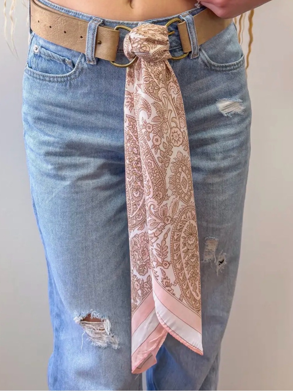 Pink Paisley Silk Scarf Belt